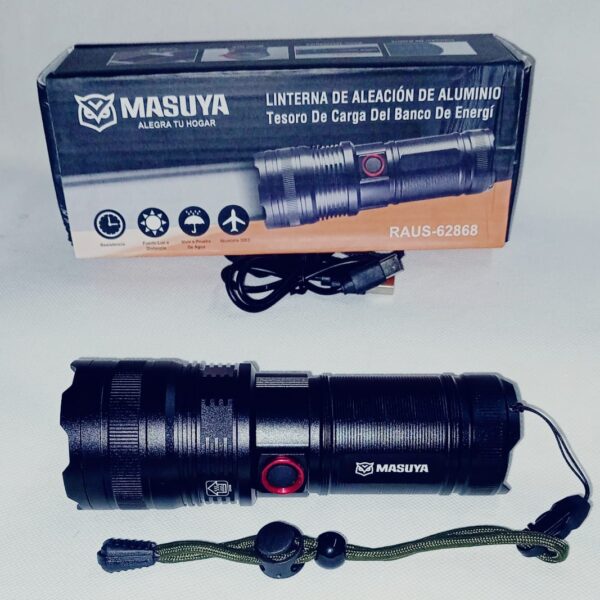 Linterna Alta Potencia 2500 Lumenes y Carga de Celular C/Zoom
