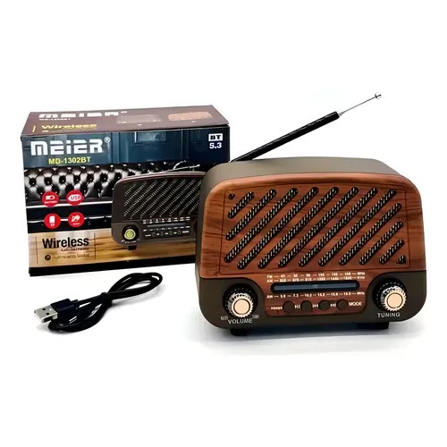 Radio Vintage C/Parlante Bluetooth AM/FM Recargable MD-1302BT