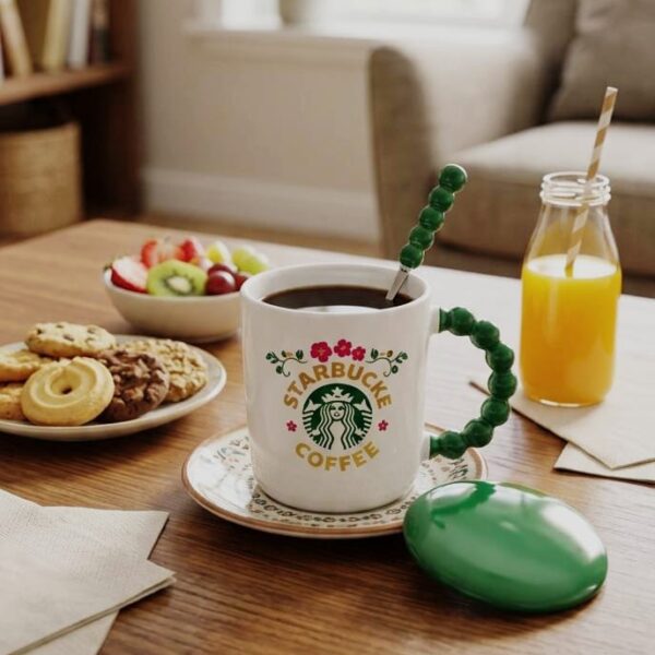 Taza de Ceramica Starbucks C/ Tapa y Cuchara