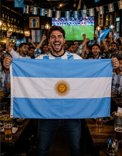Bandera de Argentina 90x1.50 con Argolla de Metal para Colgar